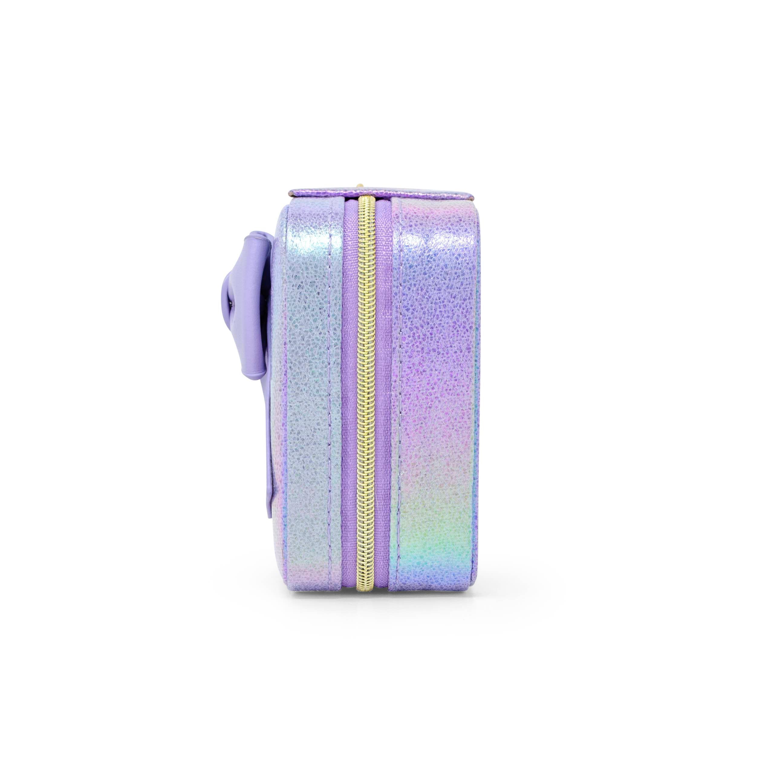 Shiny Jumbo Bow Jewelry Box - Purple Velvet Jewelry Organizer for Necklaces, Rings & Earrings | Perfect for Bedroom Vanity, Gift Giving & Travel Storage