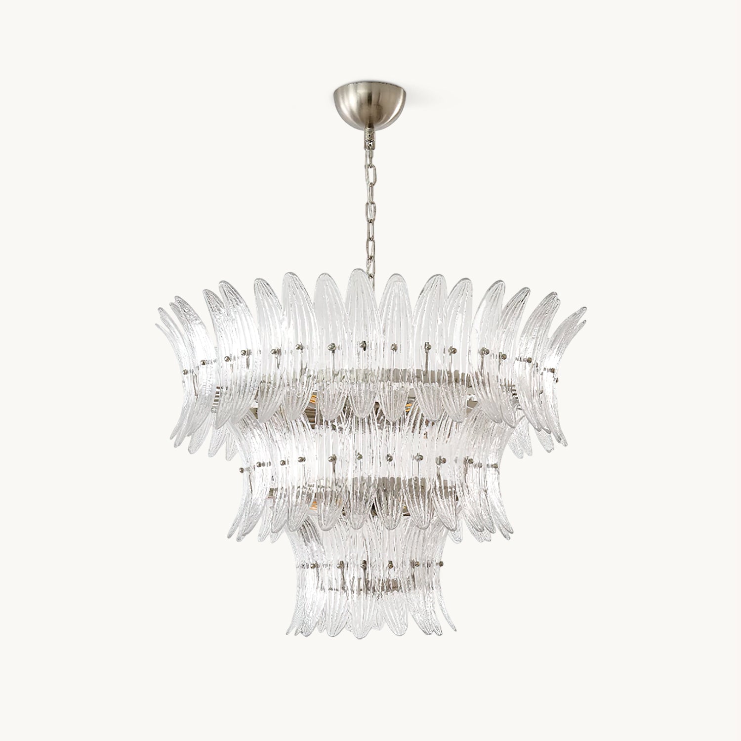 Elegant Palmette Murano Glass Chandelier - Handcrafted Italian Lighting Fixture for Dining Room, Living Room & Bedroom Decor