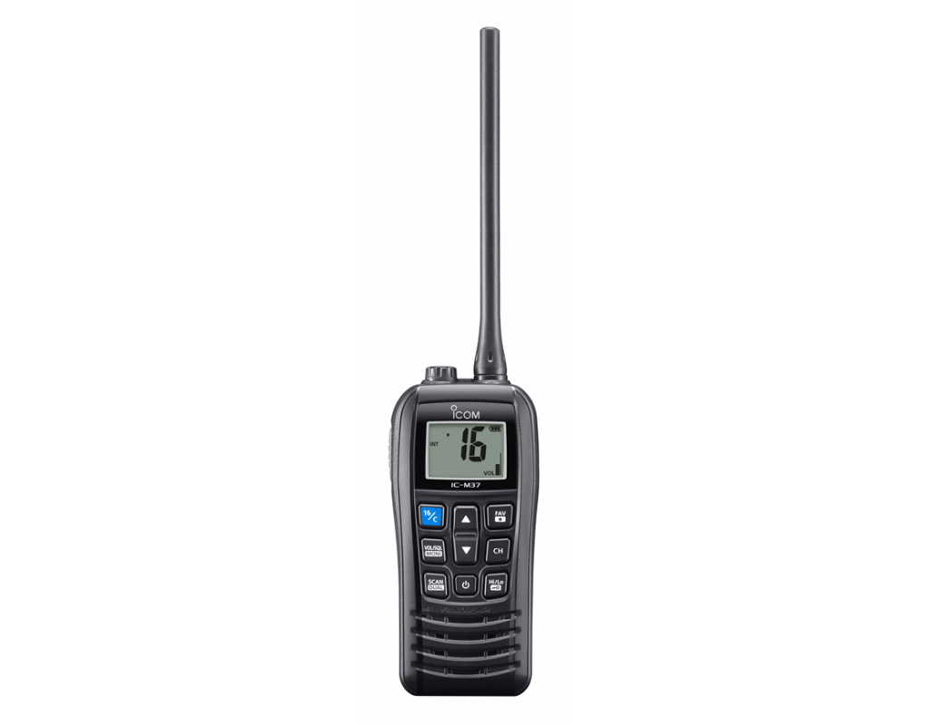 Icom M37 6W Floating Handheld VHF Marine Radio - Waterproof & Compact for Boating, Fishing & Emergency Communication