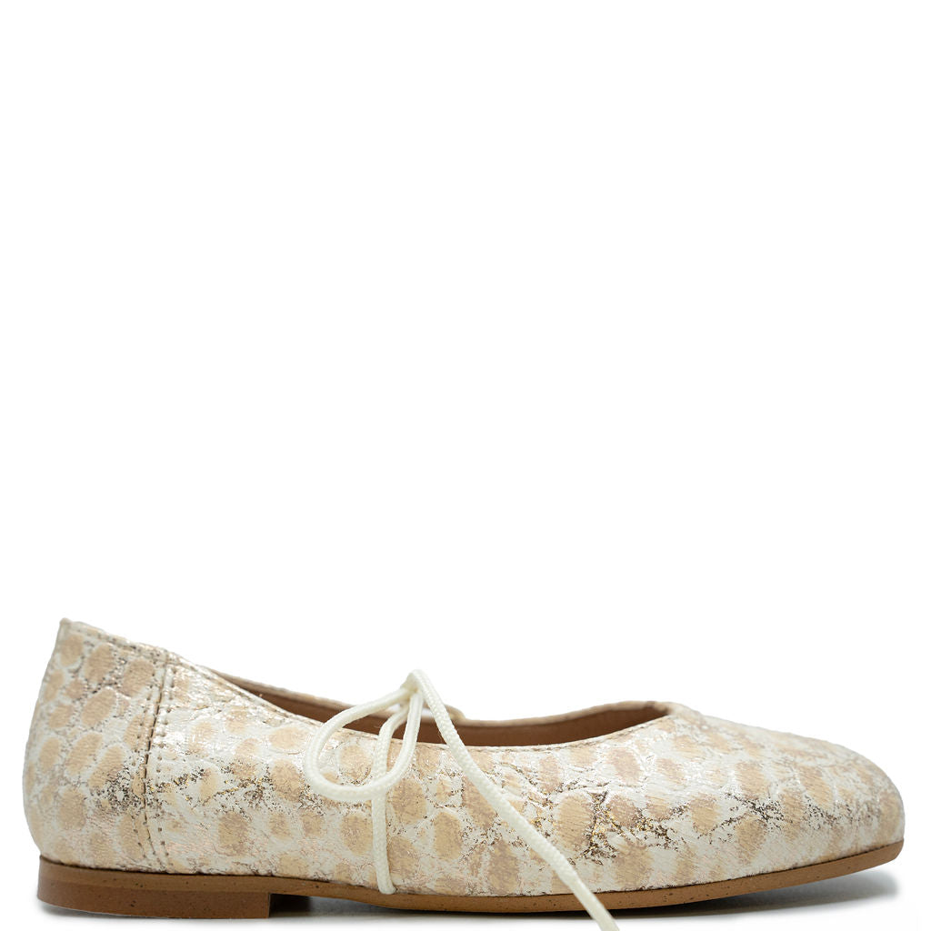 Gold and Pink Croc Square Toe Bow Flats - Women's Fashion Shoes for Work, Party & Casual Wear