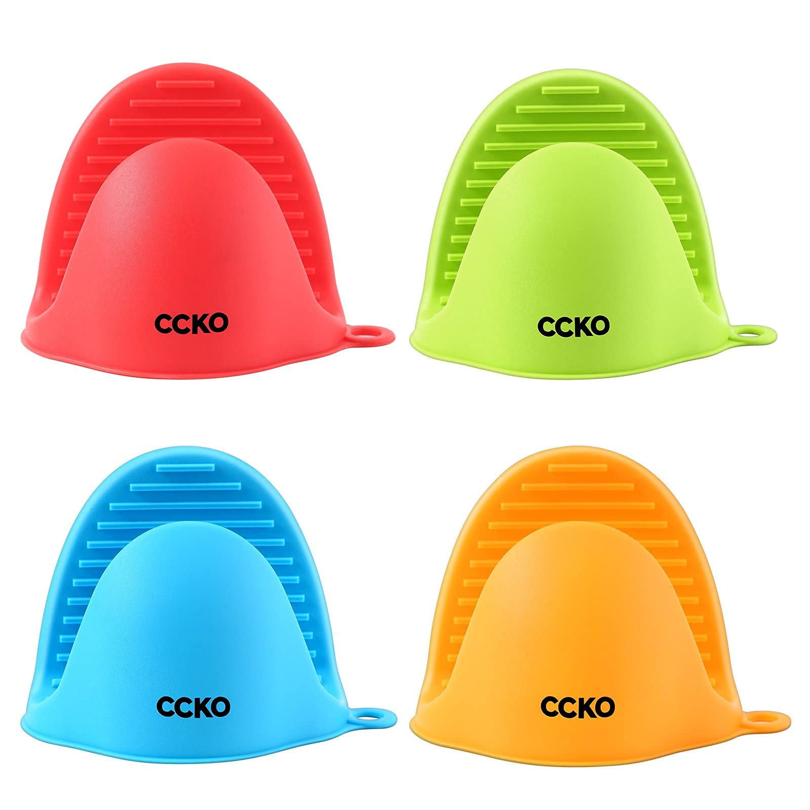 CCKO Mini Oven Gloves - Heat Resistant Silicone Kitchen Mitts for Cooking & Baking - Finger Protection for Grilling, Roasting & Food Handling - Perfect Gift for Home Chefs (Orange)