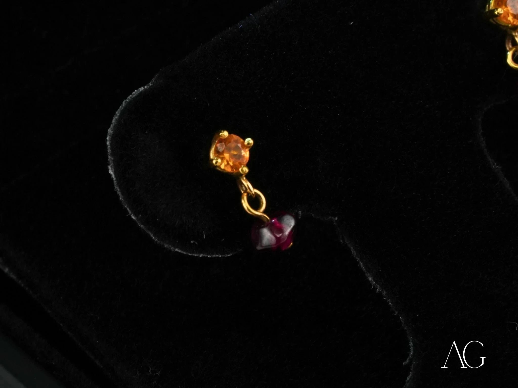 18K Gold Citrine & Rubellite Drop Earrings for Women - Elegant Sunset-Inspired Jewelry for Parties, Weddings & Special Occasions