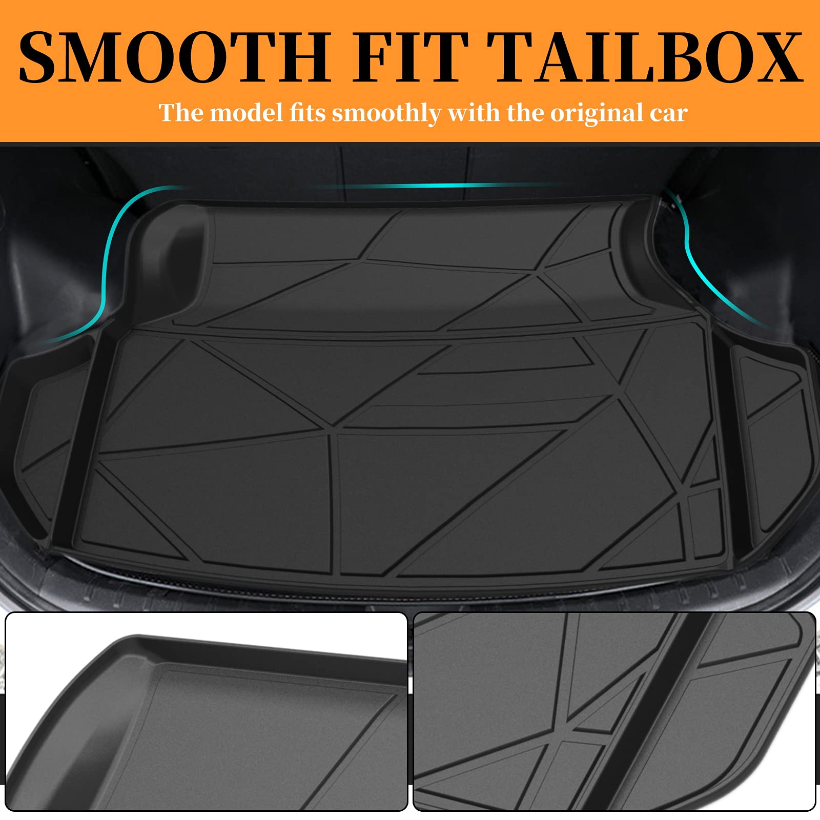 Heavy Duty Black TPO All-Weather Waterproof Cargo Liner Trunk Mat for 2011-2023 Dodge Charger & Chrysler 300 - Rear Cargo Protector for Pets, Groceries, and Outdoor Gear
