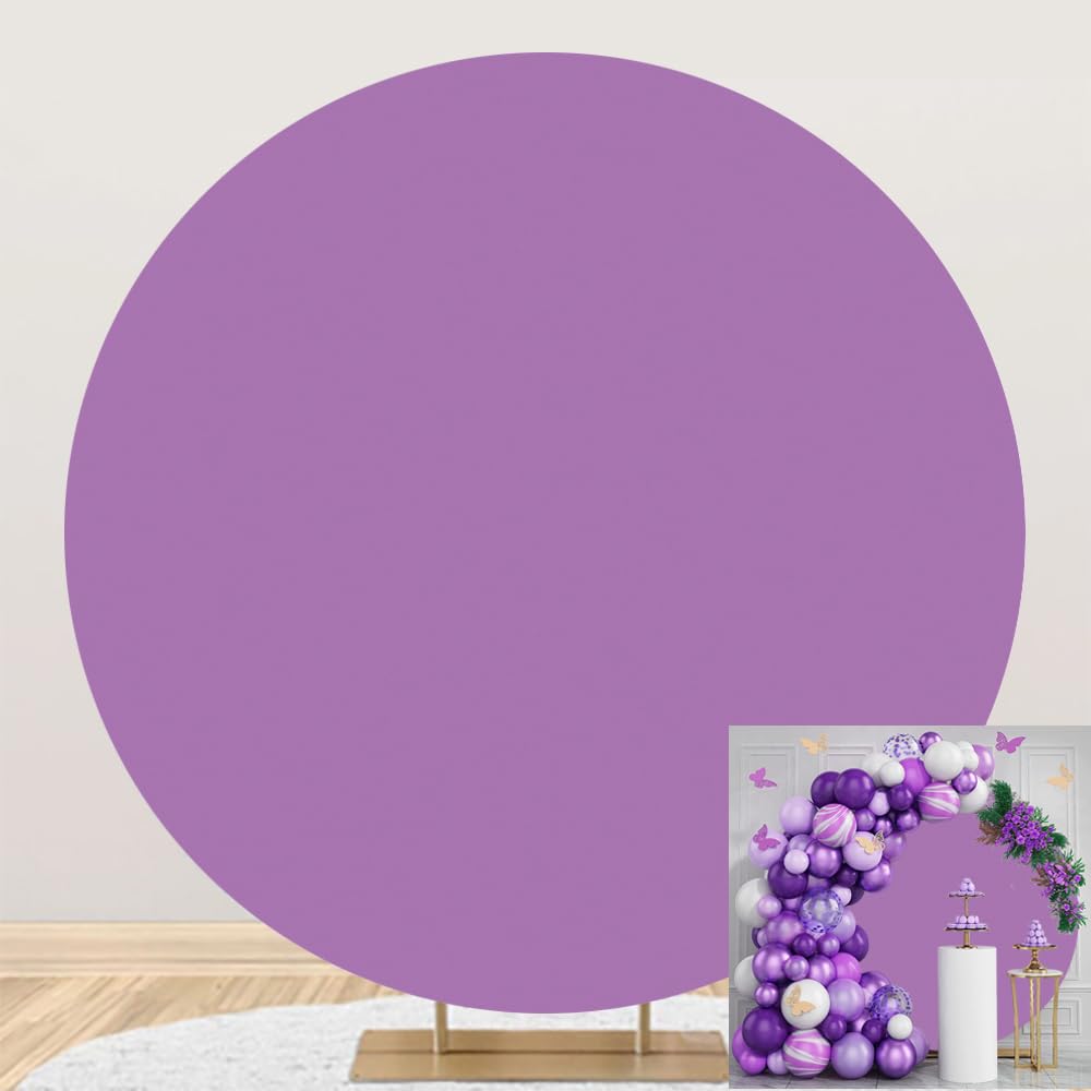 4ft Round Purple Backdrop Cover - Elegant Photography Background for Birthday Parties, Baby Showers, Bridal Showers & Weddings | Solid Color Circular Banner for Cake Tables & Event Decor