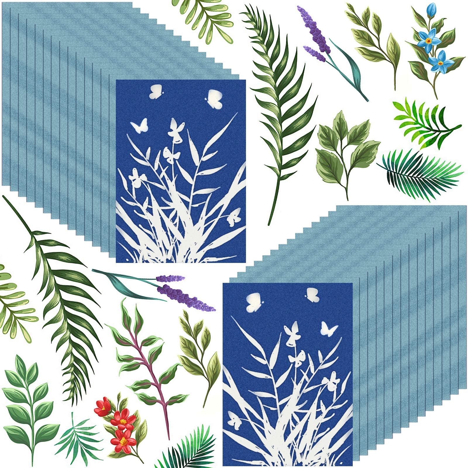 Cyanotype Paper Kit - 30 Pcs High Sensitivity Sun Printing Paper for Solar Drawing & Nature Printing - DIY Art & Craft Projects (A5 5.8 x 8.3 Inch) - Perfect for Botanical Prints, Blueprints, and Creative Photography Projects