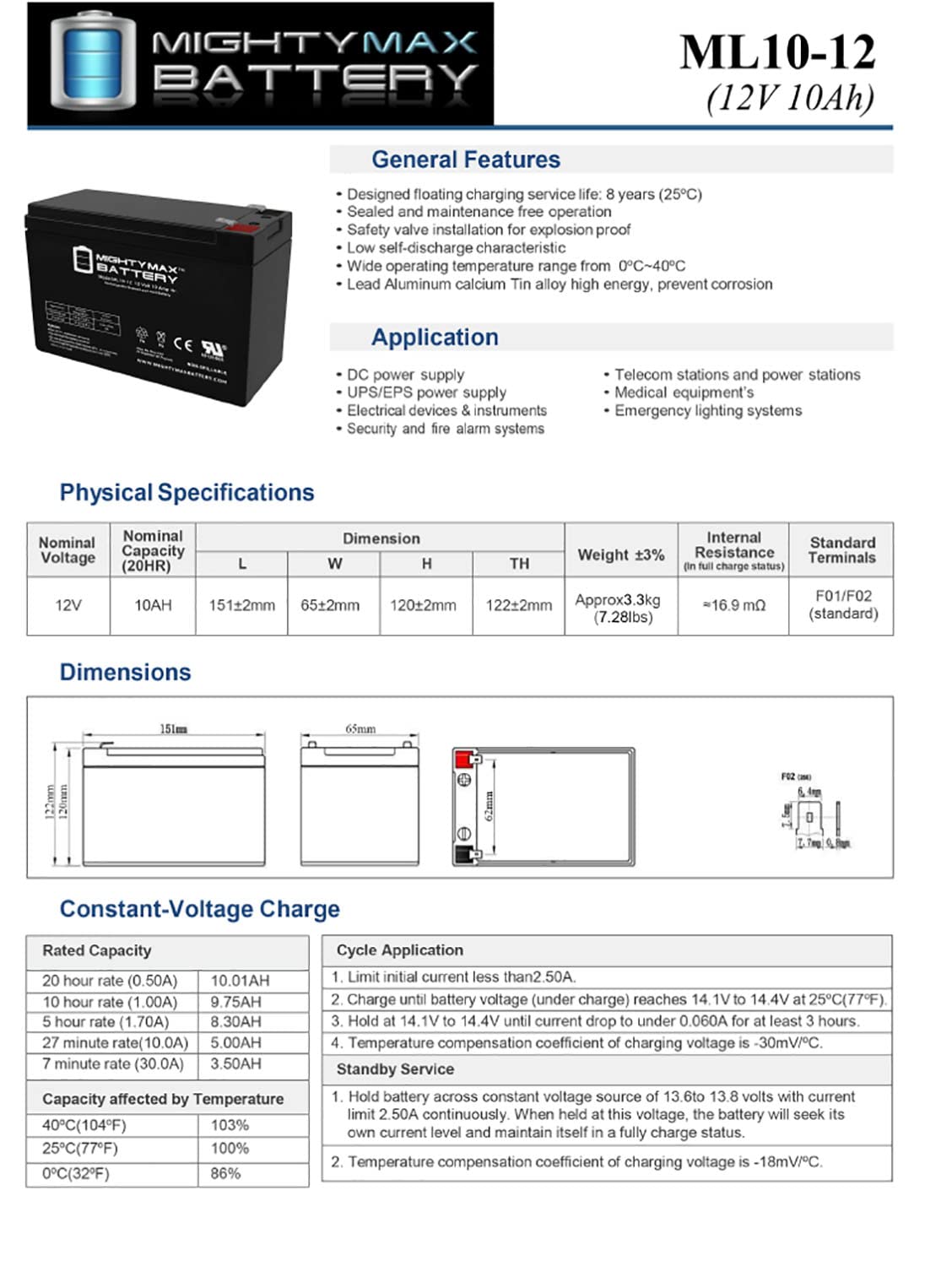 Mighty Max Battery ML10-12 - 12V 10AH Replacement Battery for SHOPRIDER ECHO 3 SL73 Mobility Scooter - Perfect for Outdoor Travel & Daily Commuting