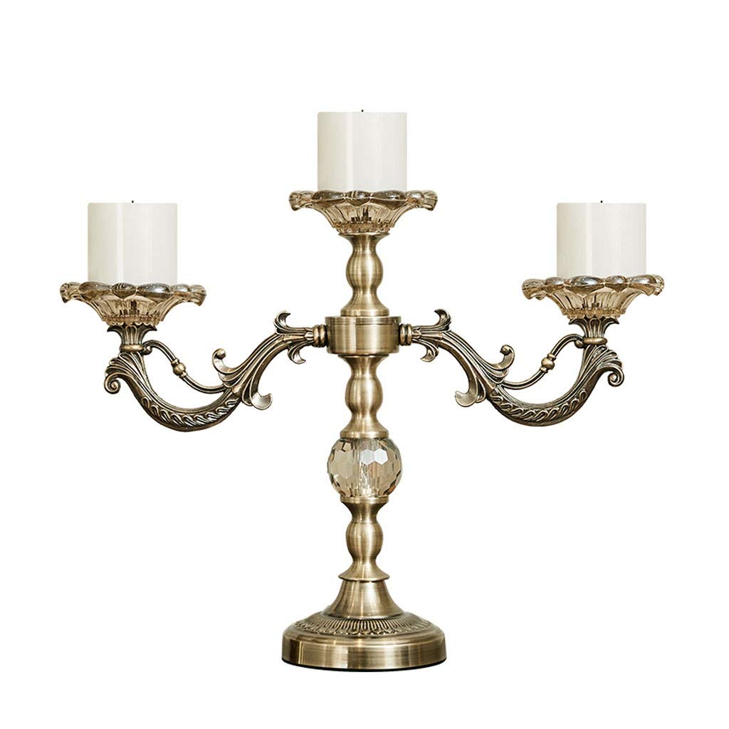 3-Arm Nordic Retro Glass Candle Holder - Elegant Alloy Candelabra for Wedding Decor, Romantic Home Decor & Table Centerpiece - Perfect for Dining Room, Bedroom & Special Occasions