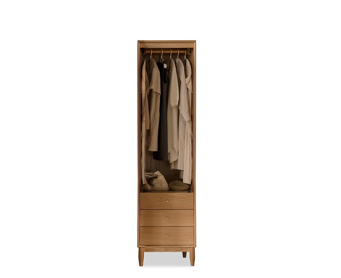 Solid Oak Wood Rattan Wardrobe - Stylish Storage for Bedroom, Living Room & Closet Organization