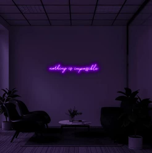 32x6 Inch Vivid LED Neon Sign - 'Nothing is Impossible' Beer Themed Wall Decor Light | Super Bright Custom Neon Lamp for Bar, Man Cave, Game Room & Home Decor (Model 32NII42)