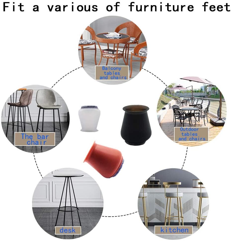 Upgraded 24 PCS Chair Leg Caps with Felt Bottom - Round & Square Silicone Chair Leg Covers for Noise Reduction & Floor Protection | Elastic Furniture Protectors to Prevent Scratches (Small, Black, 24 Pack) | Perfect for Hardwood Floors, Office Chairs & Home Furniture