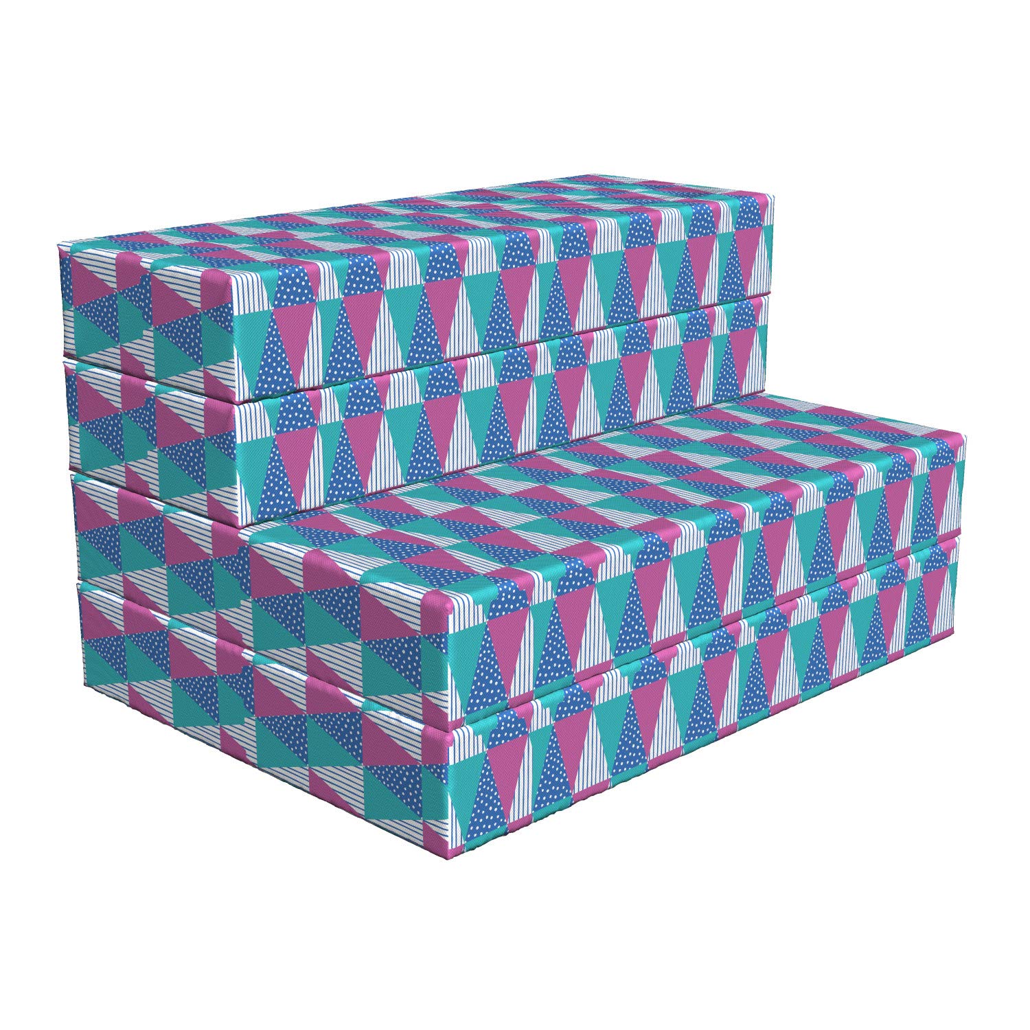 Ambesonne Abstract Foldable Mattress - Triangle Polka Dot Stripes Design, 74.8