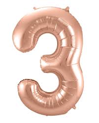 34 Inch Rose Gold Number 3 Foil Balloon - Birthday Party Decorations, Anniversary Celebration, Baby Shower, Wedding Decor, Photo Backdrop
