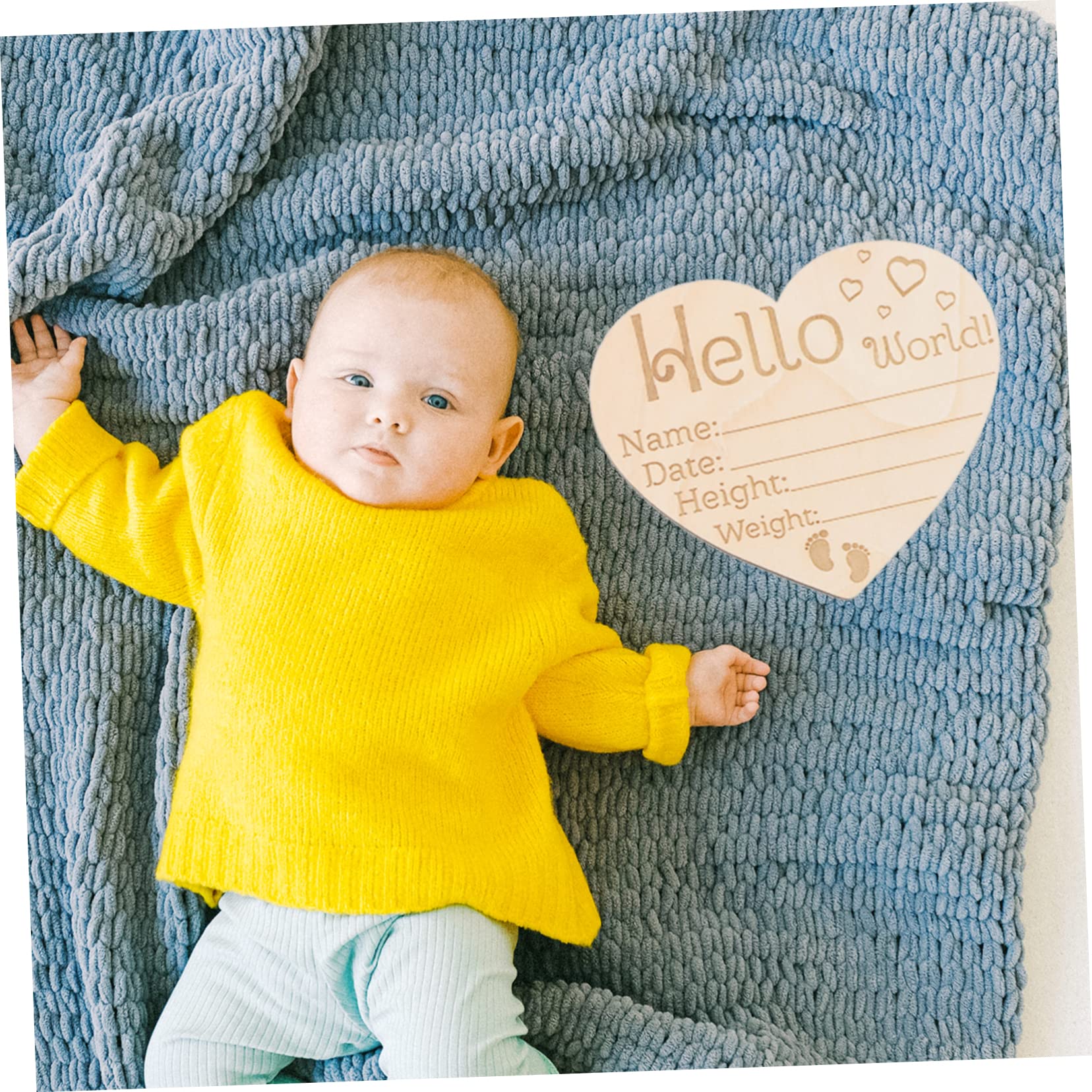 VICASKY Wooden Baby Name Sign - Heart Design Nursery Decor for Birth Announcement Gifts