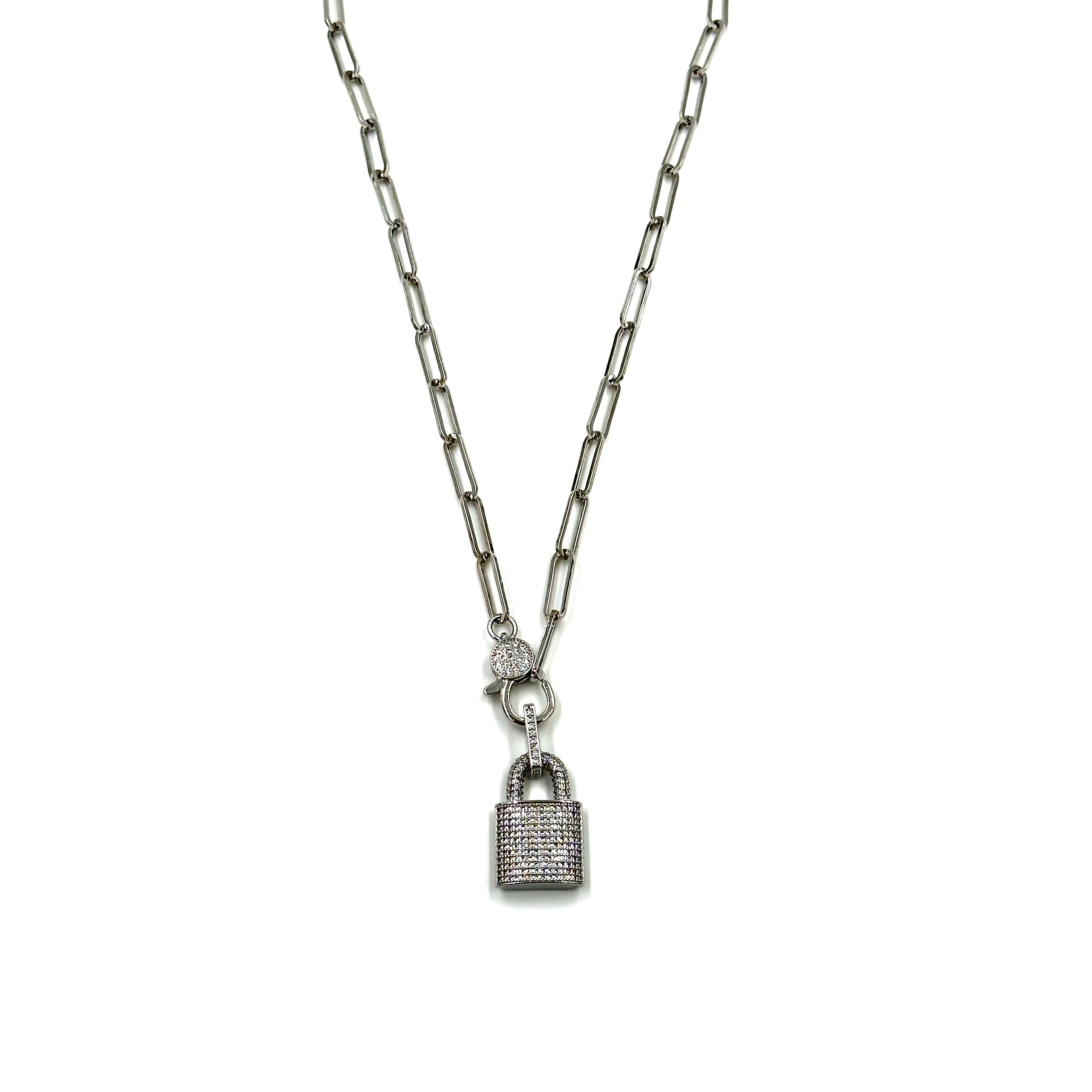 Ashley Gold Stainless Steel CZ Lobster Clasp With Lock Pendant - Elegant Jewelry for Necklaces, Bracelets & Keychains - Perfect for Gifts, Parties & Everyday Wear