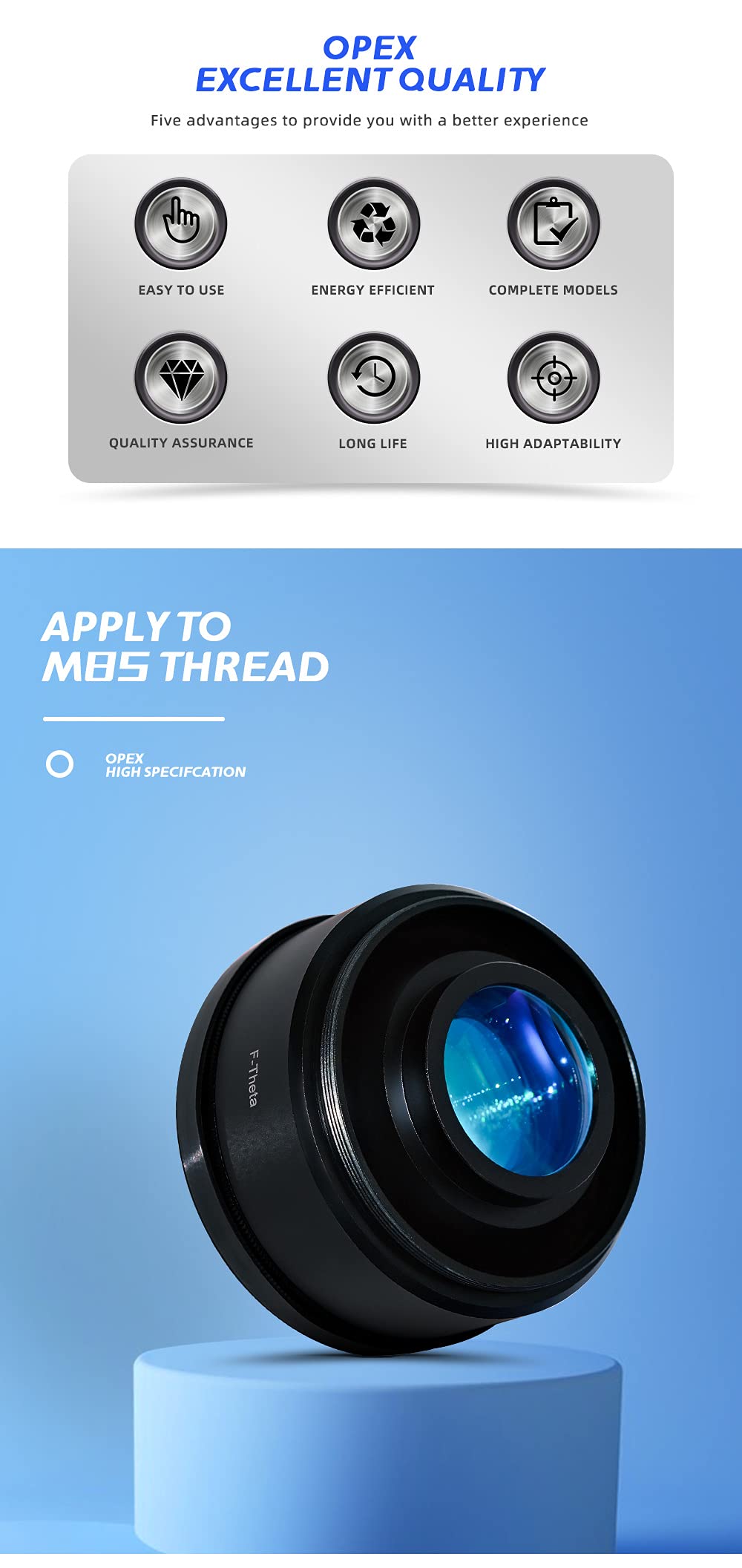 OPEX 110x110mm Fiber F-Theta Scan Lens with M85 Thread - 1064nm Wavelength Compatible for YAG Laser Marking Machines | Ideal for Metal Engraving, Jewelry Etching & Industrial Laser Cutting Applications