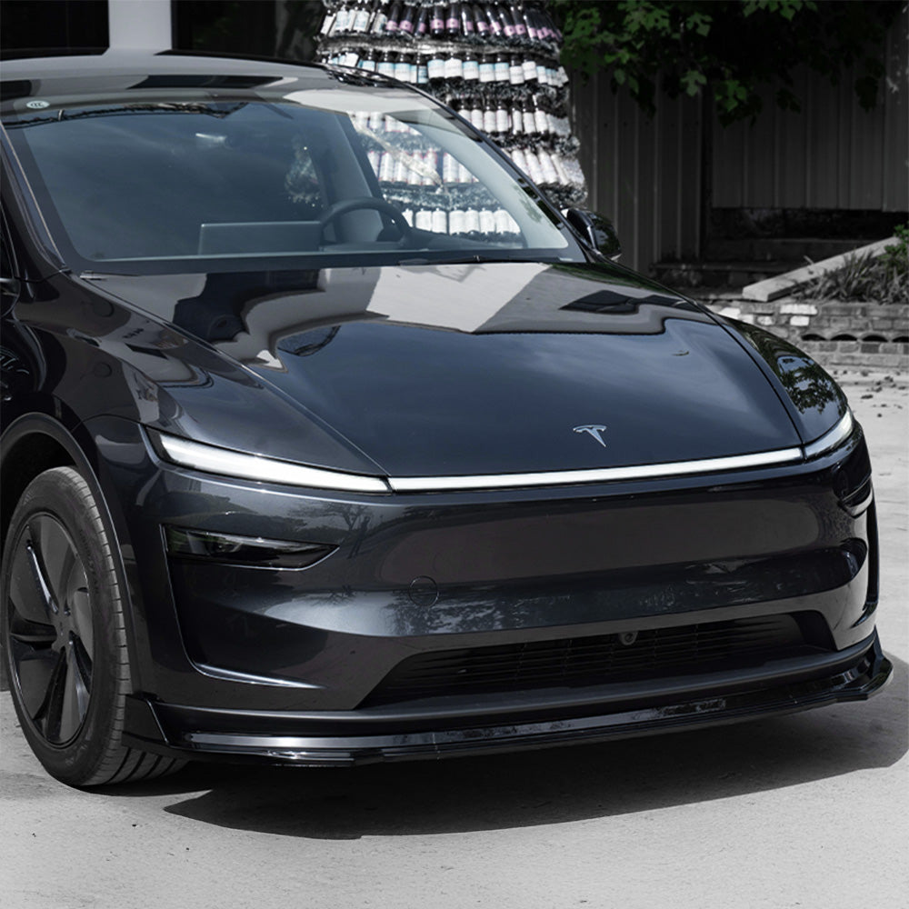 Aero Front Lip Spoiler for Tesla Model Y Juniper (2025+) - No Drip Design & OEM Push Clips | Enhance Style & Aerodynamics for Your EV