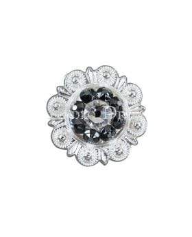 Black & Clear Bright Silver 1 European Crystal Concho Belt Buckle - Western Style Accessory for Cowboy Boots, Jeans & Leather Crafts | Perfect for Bikers, Rodeo & Country Fashion