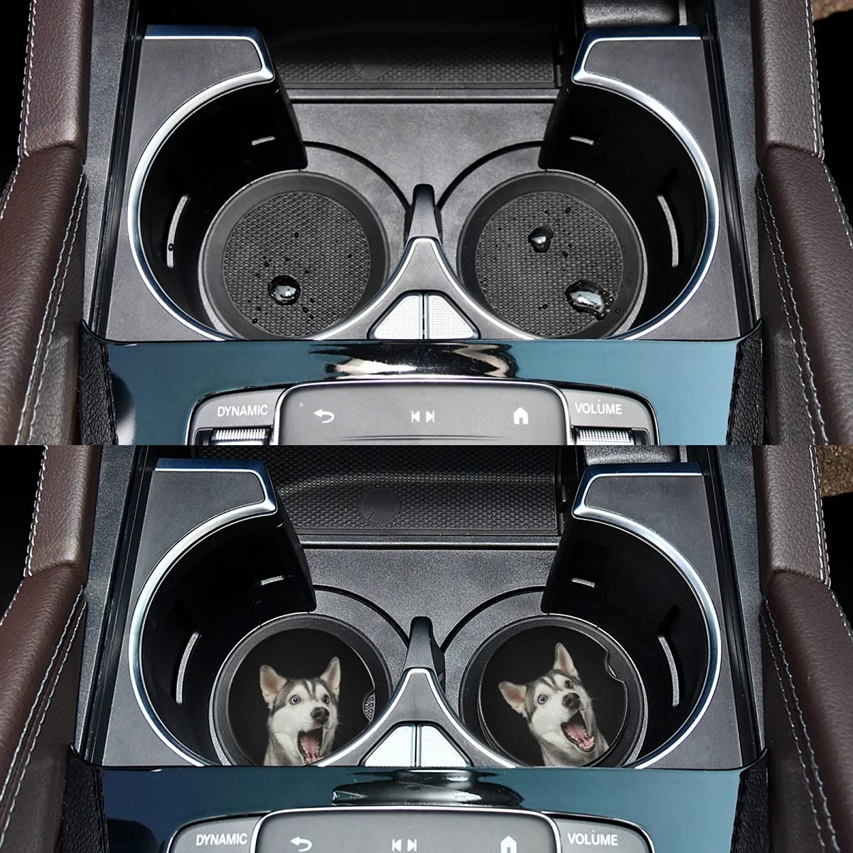 Funny Husky Dog Car Coasters 2 Pack - 2.56