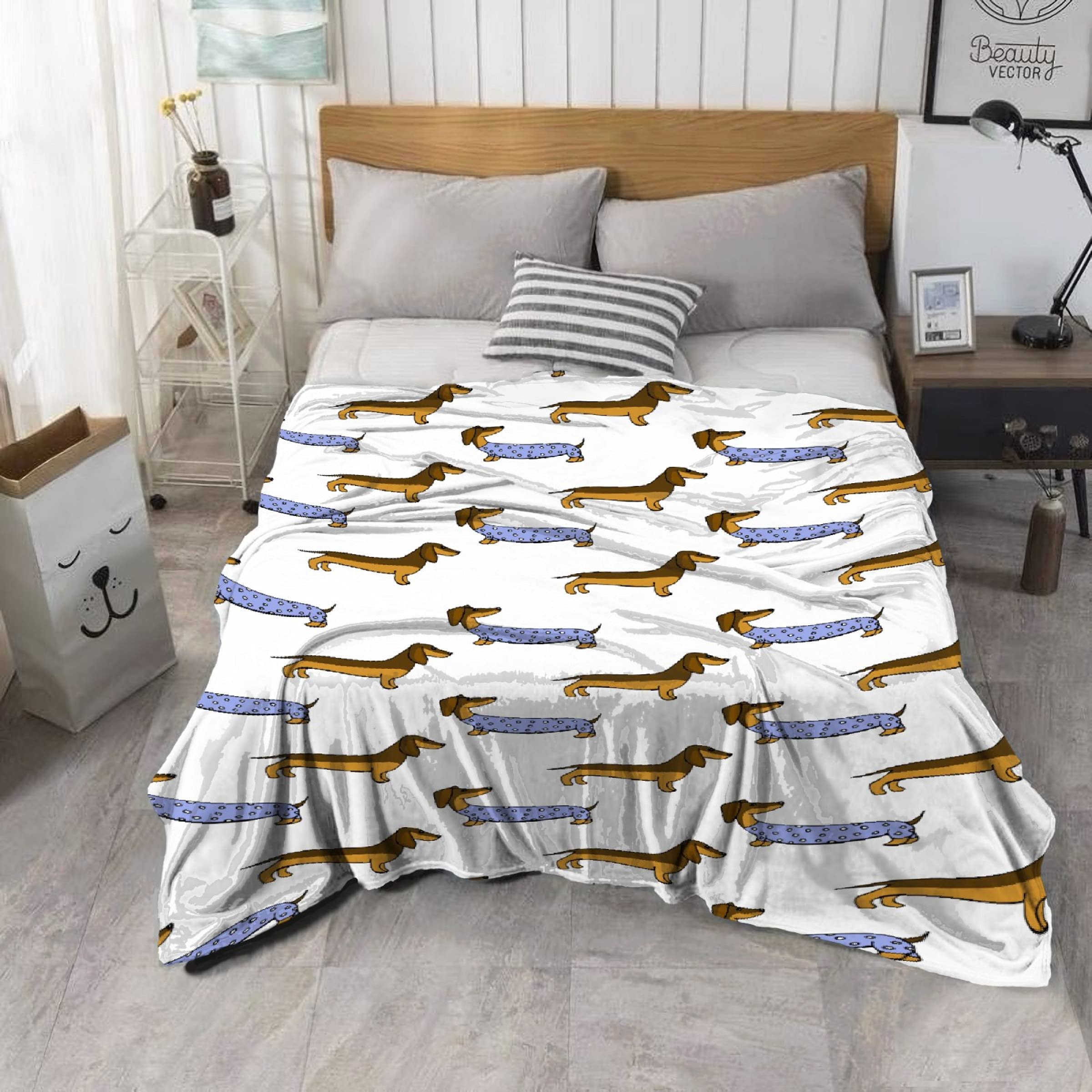 Premium Soft Flannel Dachshund Blanket - Extra Large 120