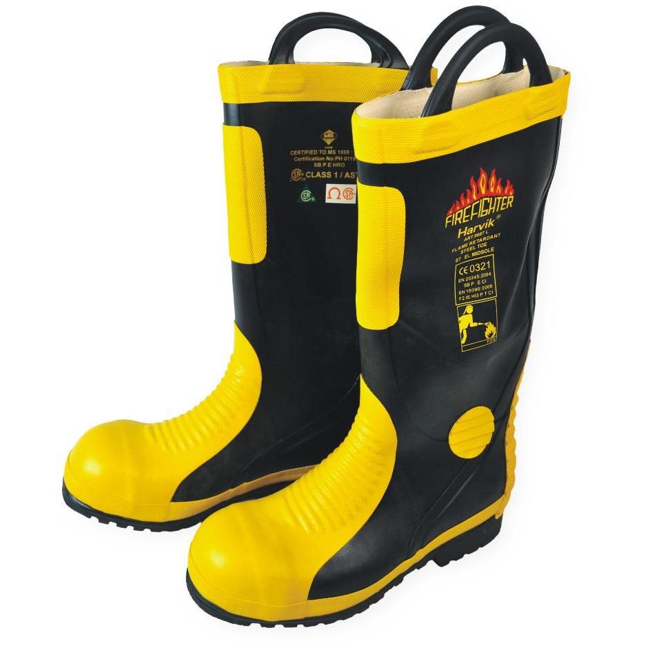 Harvik 9687L Professional Firefighter Boots - Waterproof & Heat Resistant Safety Footwear for Firefighting & Emergency Rescue Scenarios