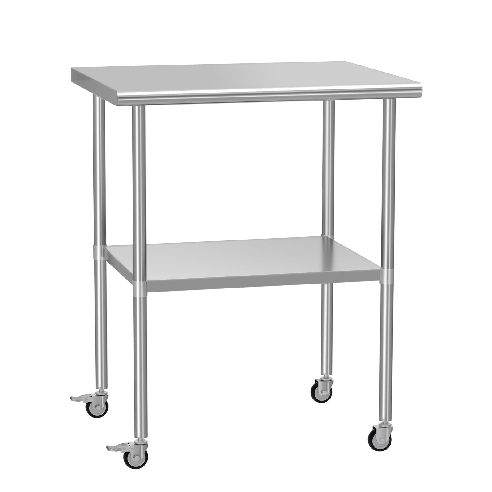 Stainless Steel Prep & Work Table with Adjustable Shelf & Wheels - 24