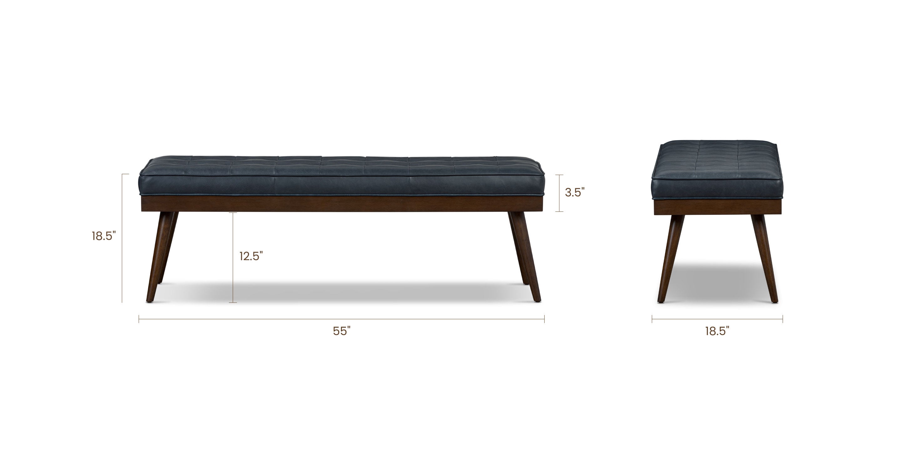 Luca Leather Bench - Modern Upholstered Storage Ottoman with Tufted Design for Living Room, Bedroom, or Entryway - Durable Faux Leather Seat with Sturdy Wooden Legs - Perfect for Extra Seating, Footrest, or Stylish Home Decor