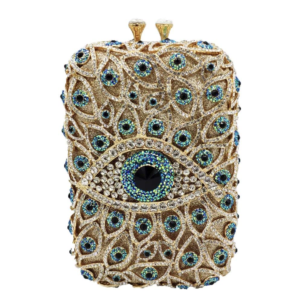 Evil Eye Crystal Clutch Bag for Women - Rhinestone Evening Purse for Wedding, Party & Prom - Mini Sparkly Handbag - Perfect for Date Night, Bridal Shower & Special Occasions