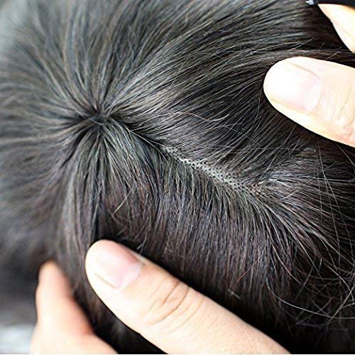 Wizme USA 10x8 Inch Real Human Hair Patch Wig for Men & Boys - Natural Black Toupee for Thinning Hair & Bald Spots - Perfect for Daily Wear, Cosplay & Hair Loss Solutions