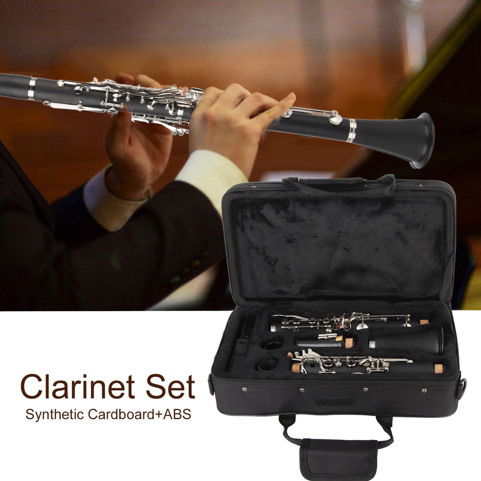 Professional Bb Clarinet Set - 17 Key Wooden Clarinet with Cloth, Reed, Screwdriver & Case - Perfect for Beginners, Students & Band Performances