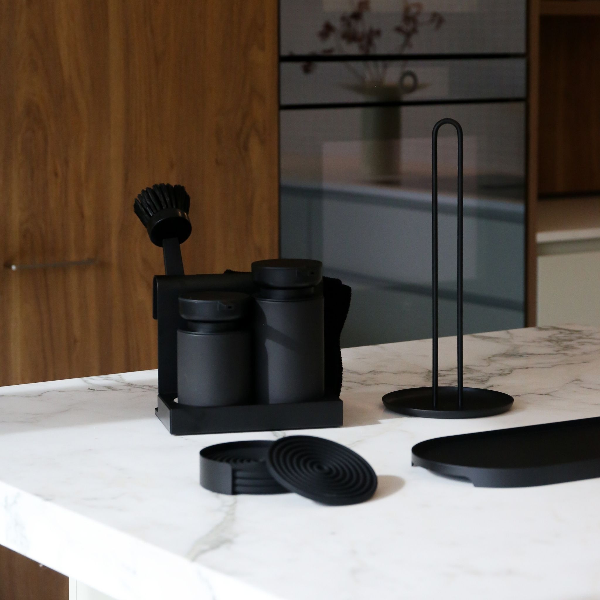 ZONE DENMARK Stainless Steel Kitchen Roll Holder - Black Paper Towel Holder for Countertop, Under Cabinet - Durable & Stylish for Home, Office, Restaurant Use