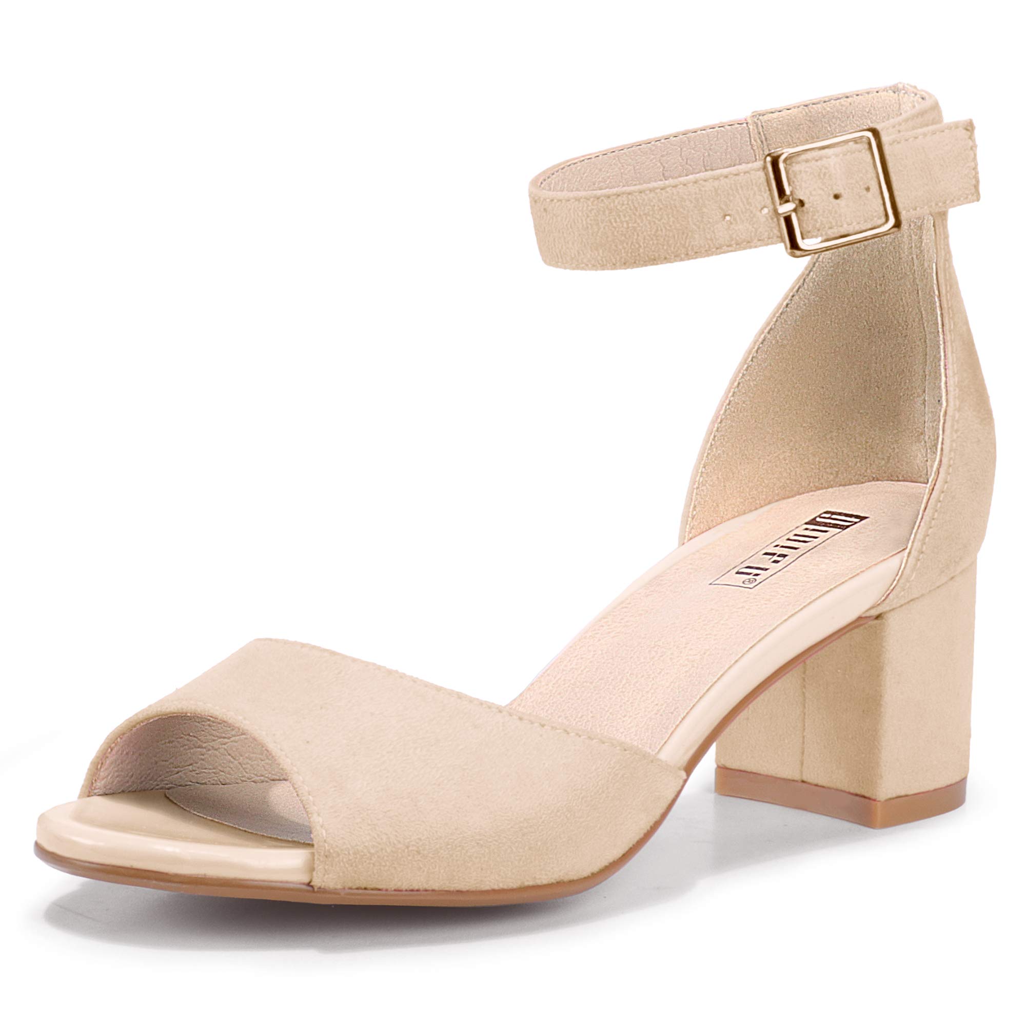 IDIFU Women's Low Block Heel Sandals - Peep Toe Ankle Strap Chunky Heel Wedding Shoes for Bride, Bridesmaid & Special Occasions | Comfortable Dress Sandals for Party, Prom & Evening Events