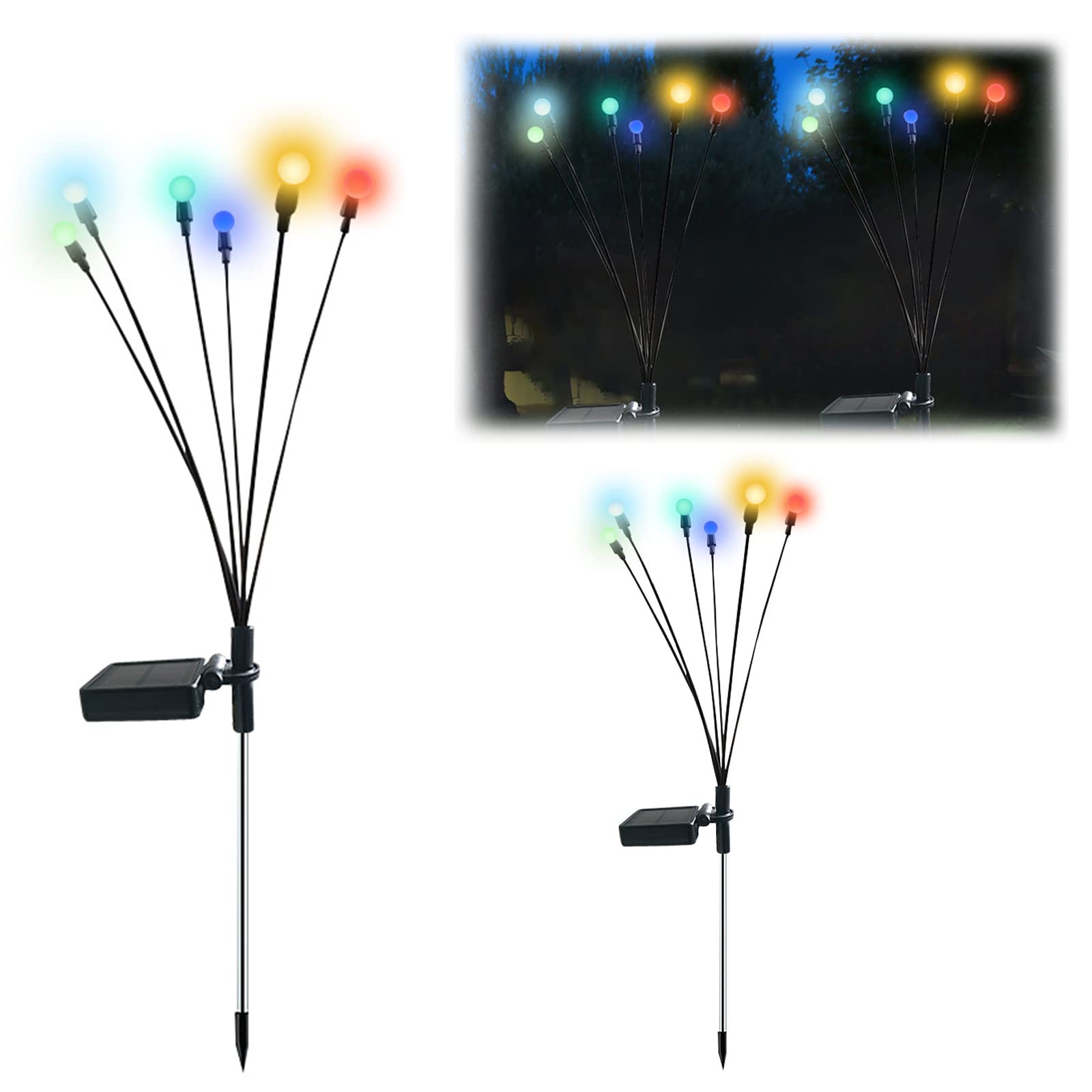 Solar Powered Firefly Lights - Waterproof Outdoor Solar Garden Lights with Starburst Swaying Design for Patio, Pathway, Yard & Landscape Decoration | Perfect for Backyard, Garden Party & Nighttime Ambience