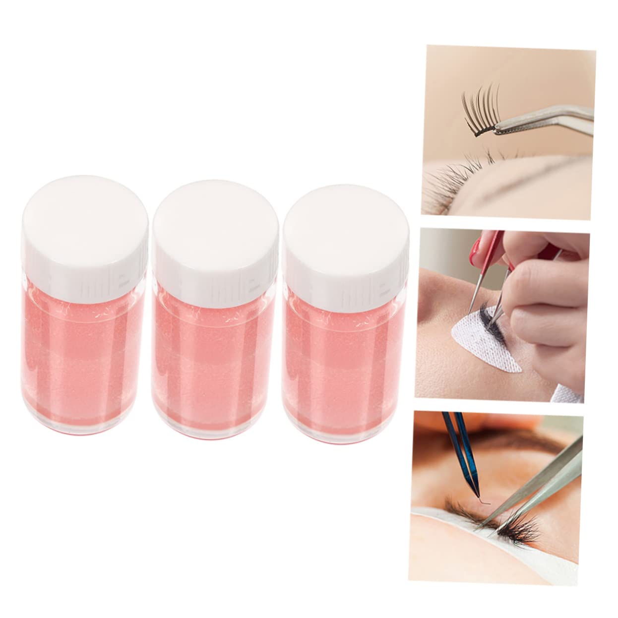 Mikinona 3-Piece Eyelash Extension Cleaning Kit - Stainless Steel Tweezers Cleaner, Lash Glue Remover & Beauty Tool Detergent for Professional Lash Artists - Perfect for Salon, Home & Travel Use (Pink, PP Material)