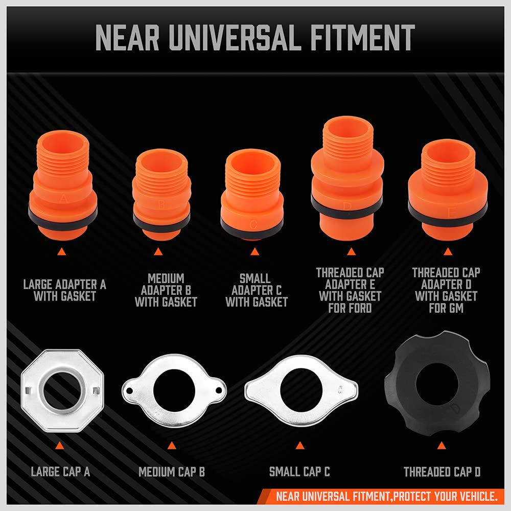 HORUSDY No-Spill Coolant Funnel Kit with Adapters - Universal Fit Spill Proof Funnel Bleeder for Car, Truck & SUV - Perfect for DIY Coolant Flush & Radiator Maintenance