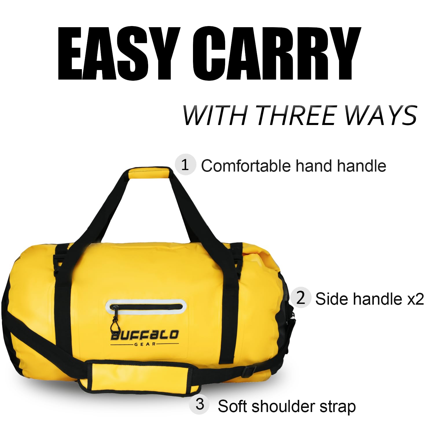Buffalo Gear Waterproof Duffle Bag 40L 60L 80L - Heavy Duty Roll-top Dry Bag for Travel, Kayaking, Rafting, Boating, Fishing & Camping - Ideal for Outdoor Adventures and Water Sports