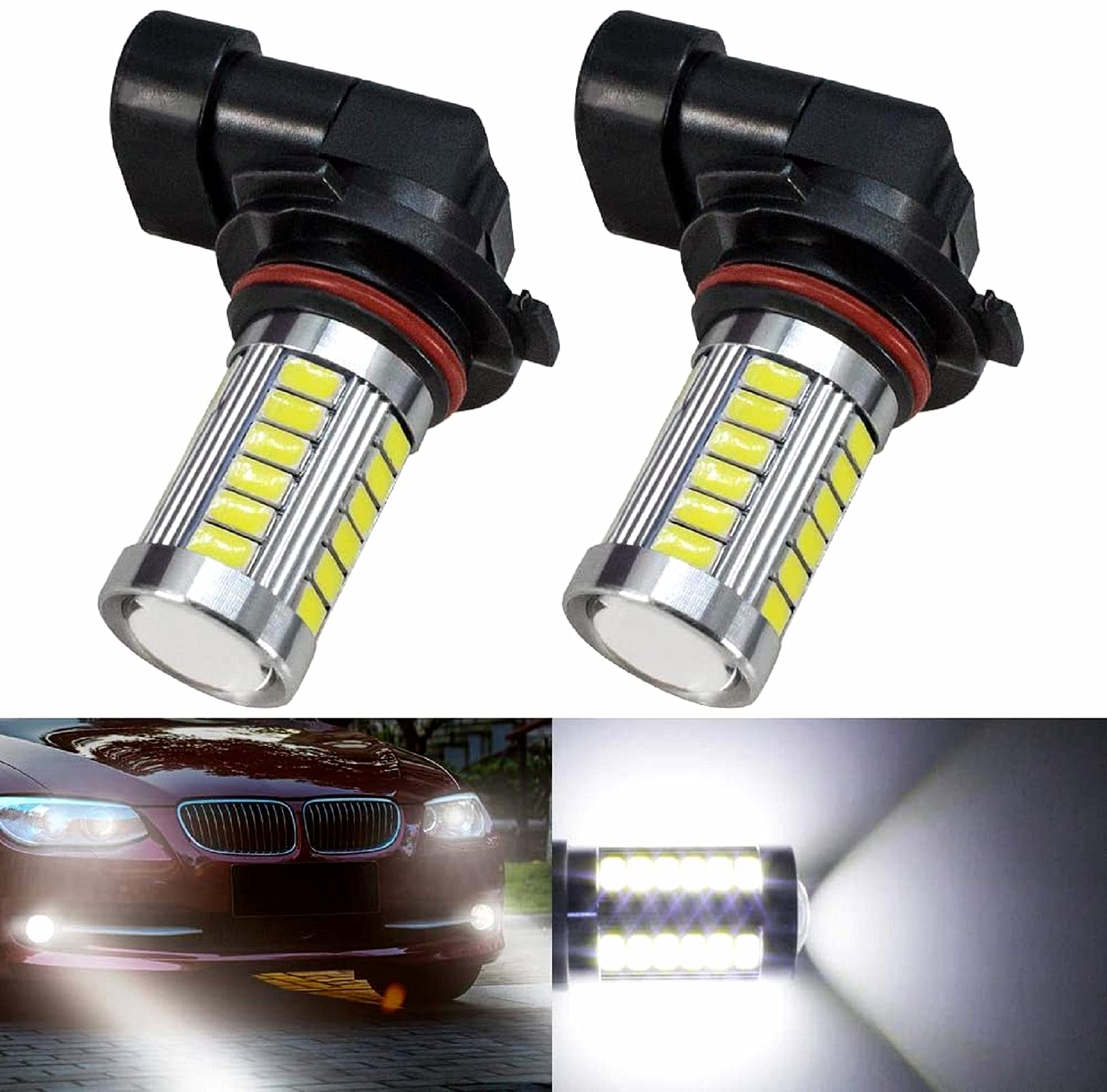 Ourbest 9006 LED Fog Light Bulbs - HB4 9006LL 6000K White DRL Headlight Replacement - 33-SMD Plug and Play for Cars & Trucks - Perfect for Night Driving, Foggy Conditions & Daytime Running Lights
