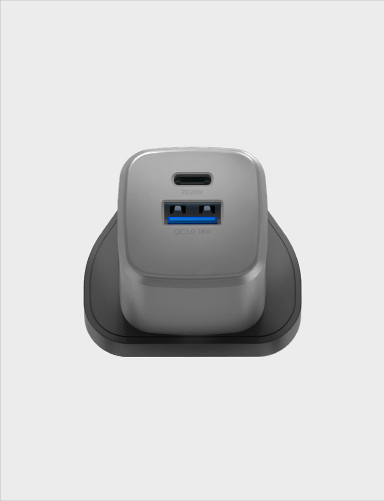 AmpCharge GaN20 UK Fast Charger - 20W USB-C Wall Charger with GaN Technology for iPhone, Samsung, Pixel - Compact & Powerful Travel Charger for Home, Office & On-the-Go Use