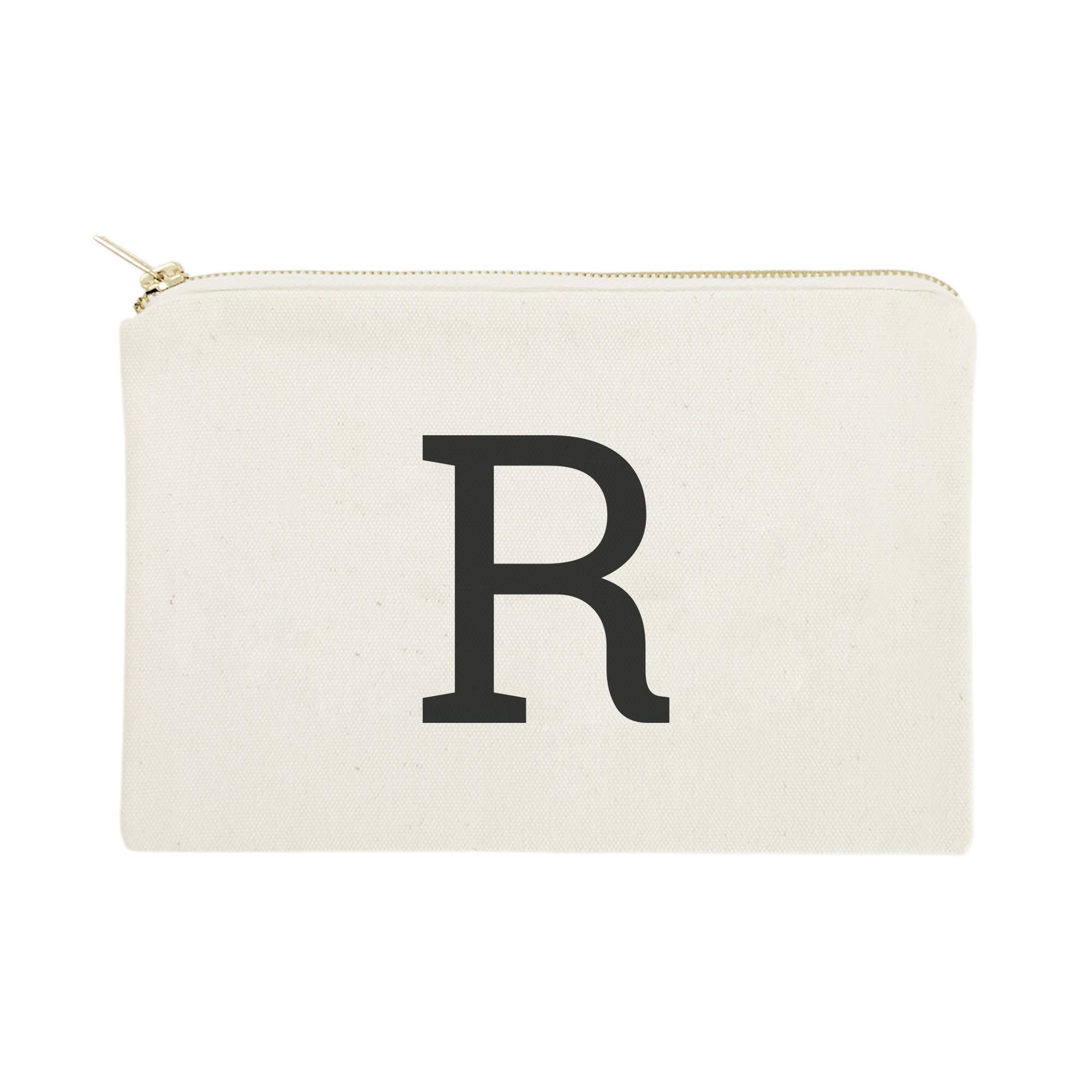 Personalized Monogram Initial R Cosmetic Bag - Cotton & Canvas Travel Makeup Pouch for Women | Perfect for Travel, Gym & Everyday Essentials Organization