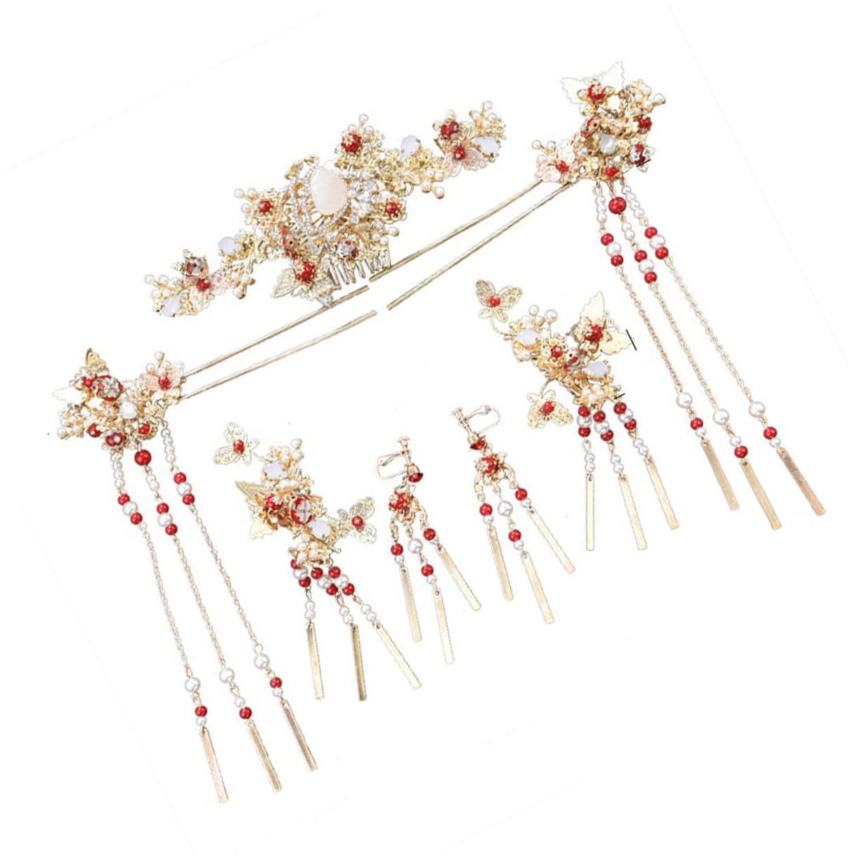 Holibanna Wedding Headpiece Set - Bridal Tiara, Flower Girl Headband, Rhinestone Hair Clip & Hair Ornaments for Bride & Bridesmaids (Chinese Style Alloy Decor) - Perfect for Weddings, Bridal Showers & Special Occasions