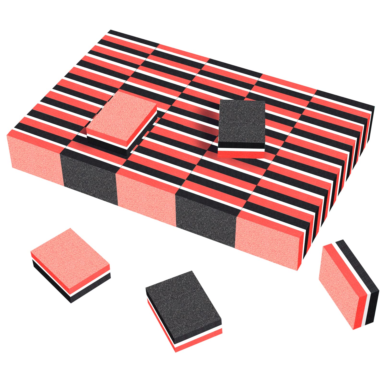 180/100 Grit CGBE Buffer Block Nail File - Professional Nail Buffers & Sanding Strips for Manicure, 50PCS Red-Black Sponge Buffing Blocks - Perfect for Salon, Home Nail Care & DIY Gel Polish Application