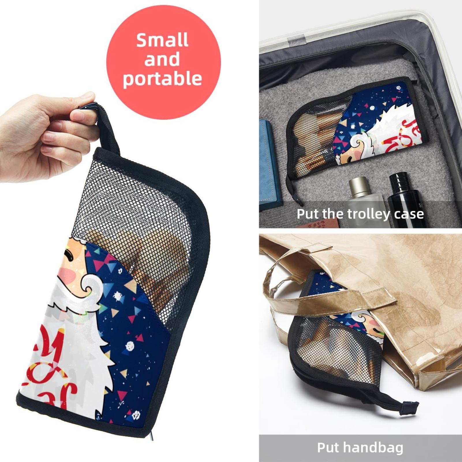 12-Piece Makeup Brush Organizer Bag - Portable Travel Cosmetic Brush Holder Case with Santa Claus Christmas Design | Perfect for Holiday Gifts, Travel & Daily Makeup Storage