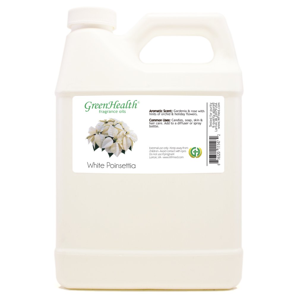 32 fl oz White Poinsettia Fragrance Oil - Premium Scented Oil for Candles, Soaps & Diffusers - Plastic Jug with Secure Cap - GreenHealth Brand - Perfect for Holiday Decor & Aromatherapy
