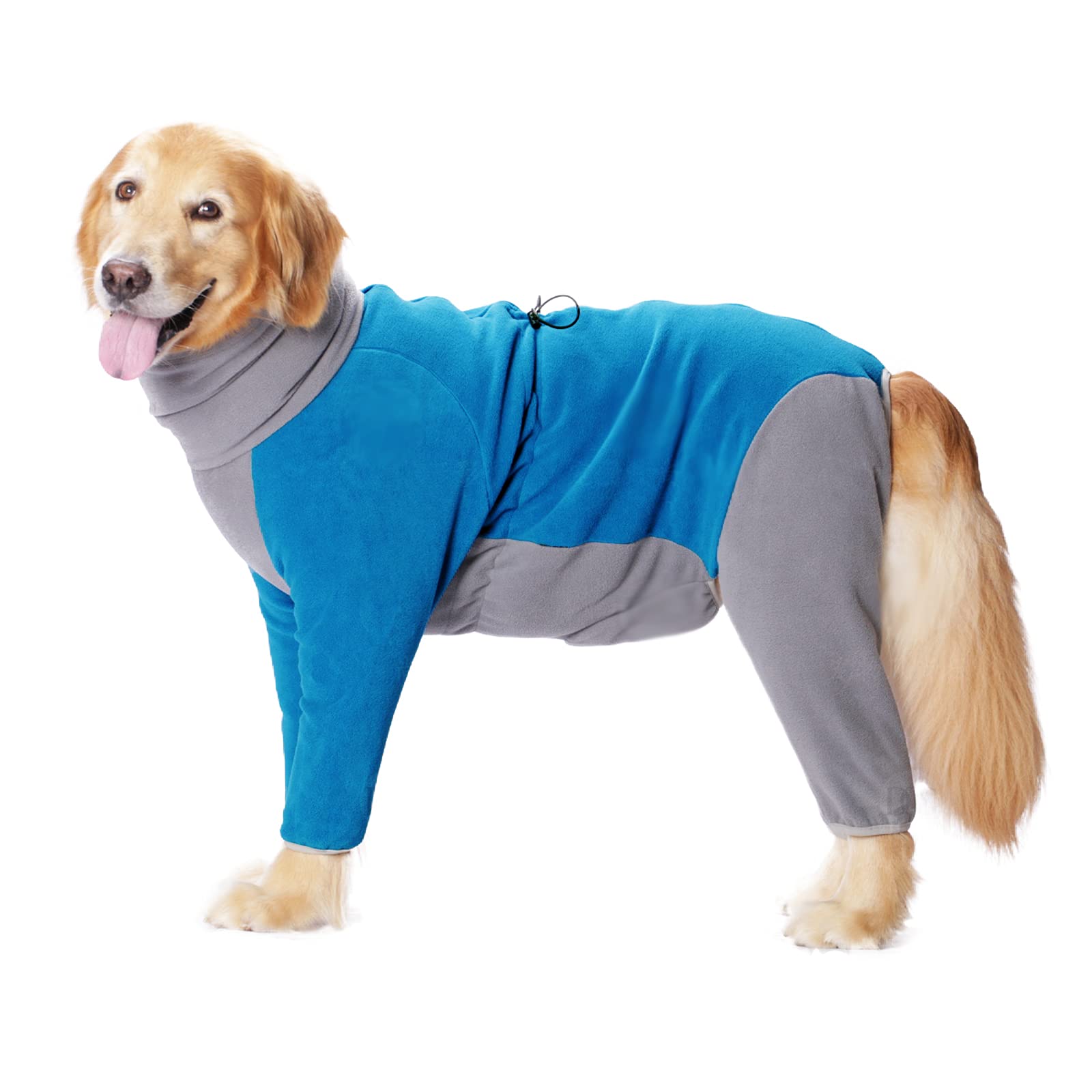 Warm Fleece Dog Winter Coat for Large & Medium Dogs - High Collar Windproof Full Body Snowsuit with 4 Legs | Cold Weather Protection | Perfect for Snowy Walks & Outdoor Adventures (Blue, X-Large)