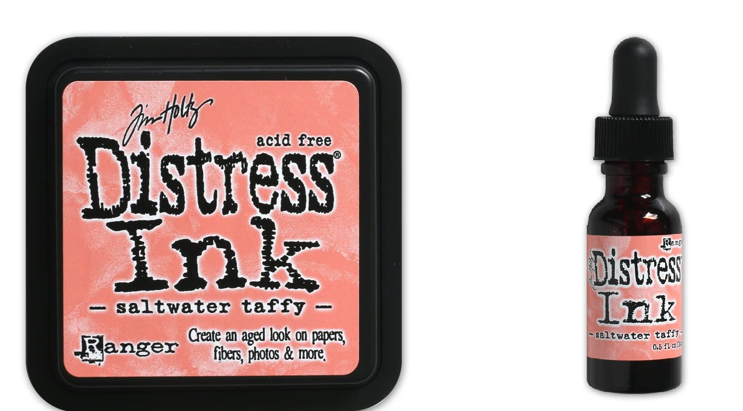 Ranger Ink Tim Holtz Distress Ink Pad & Reinker - Saltwater Taffy - Watercolor Stamping for Scrapbooking, Card Making & Mixed Media Art