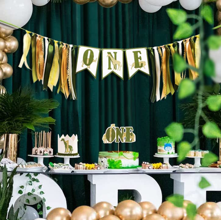 Wild One Jungle Hunt Birthday Decorations Set - First Birthday Banner, Cake Topper & Party Supplies for Boys & Girls | Perfect for Jungle-Themed 1st Birthday Parties & Baby Showers