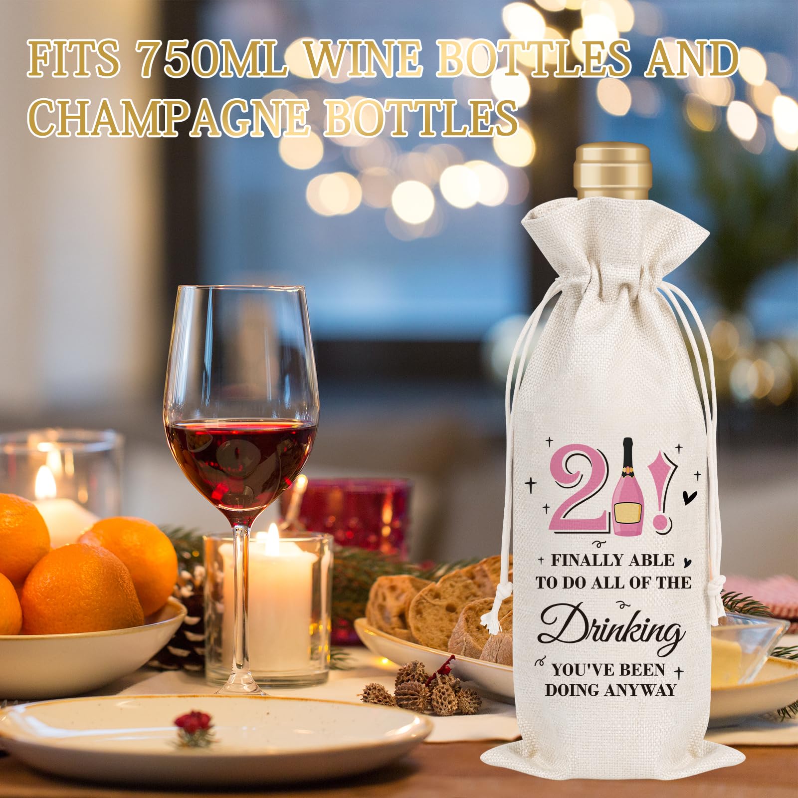 Wxiben 21st Birthday Gifts for Women - Elegant Wine Gift Bags & Party Favors | Perfect 21 Year Old Birthday Present for Her, Daughter or Best Friend | Great for Celebrations, Girls Night Out & Special Occasions
