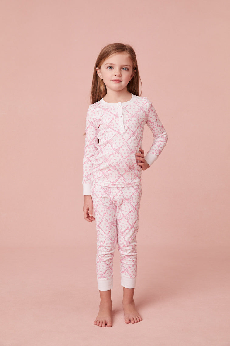 Roller Rabbit x LoveShackFancy Baby Bow Hearts Kids Pajama Set - Cute Heart Print Cotton Sleepwear for Girls & Boys - Perfect for Bedtime, Lounging & Family Photos