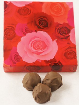 Scott's Cakes Milk Chocolate Covered Old Fashioned Peanut Butter Truffles - 8 oz Gift Box with Pink Roses - Perfect for Valentine's Day, Birthday Gifts & Anniversary Celebrations