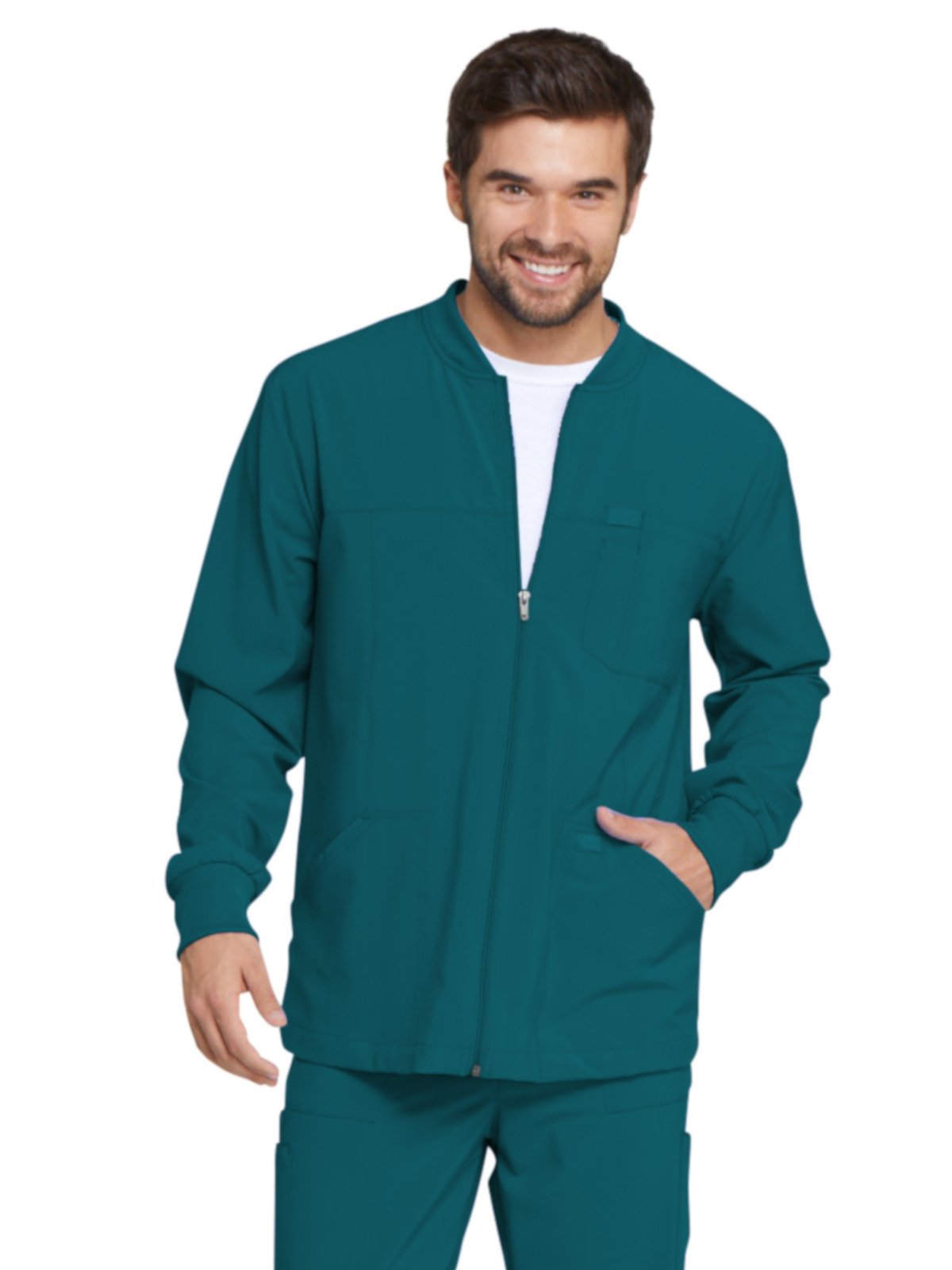 Dickies EDS Essentials Men's Warm Up Scrubs Jacket - DK320 Zip Front Medical Uniform for Doctors & Nurses | Comfortable Workwear for Healthcare Professionals