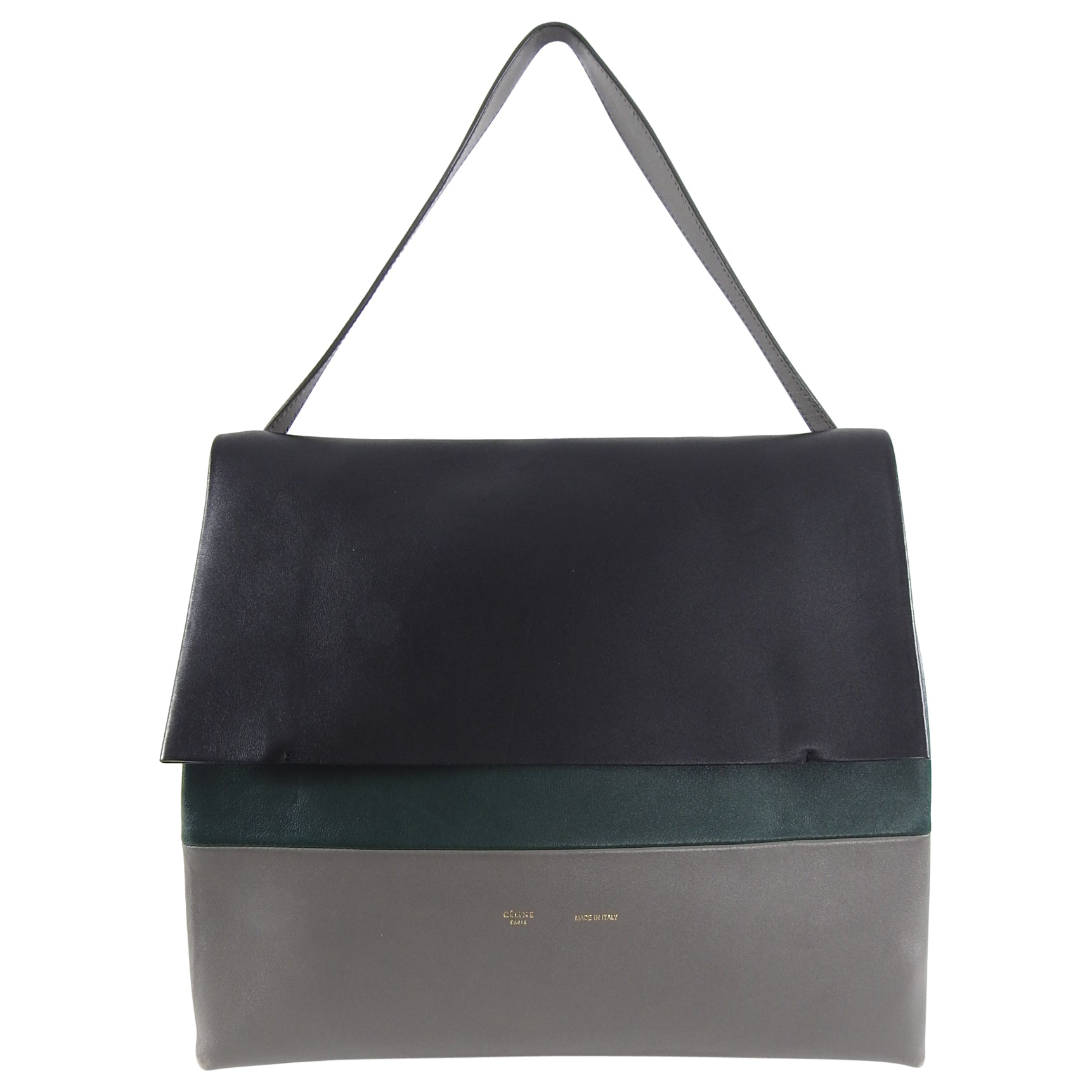 Celine Grey Green Black Tricolor All Soft Tote Bag - Stylish & Spacious Leather Handbag for Women | Perfect for Work, Travel & Everyday Use